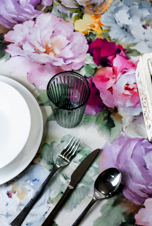 Mantel Loneta Estampado Algodón Floral Acuarela