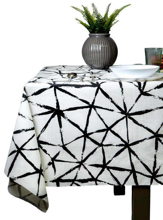 Mantel Loneta Geométrico Blanco y Negro